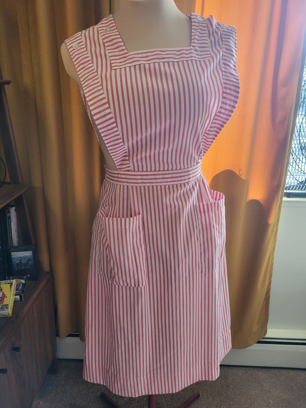 Striped Red and White Apron-Style Dress